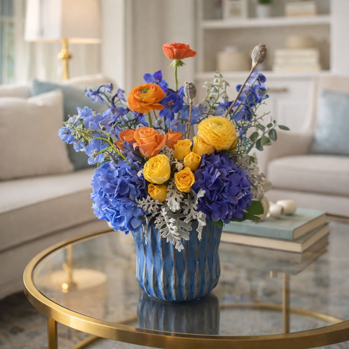 Soft blue and white comfort bouquet delivered in Chicago
