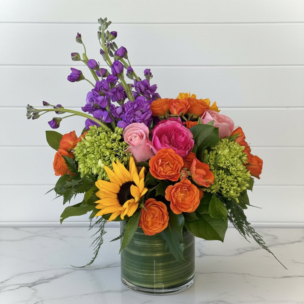 Bright mixed bouquet appropriate for coworker or office flower delivery in Chicago