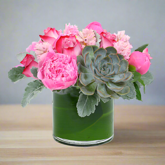 Peonies and succulents