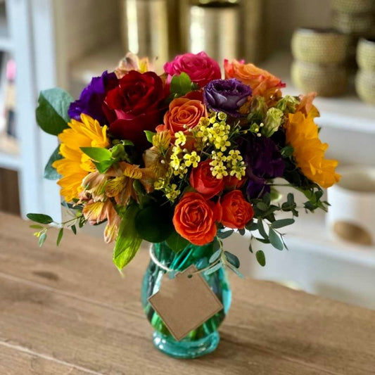 Colorful mix flower vase