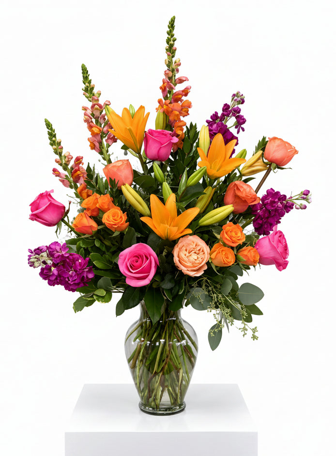 Colorful vase arrangement