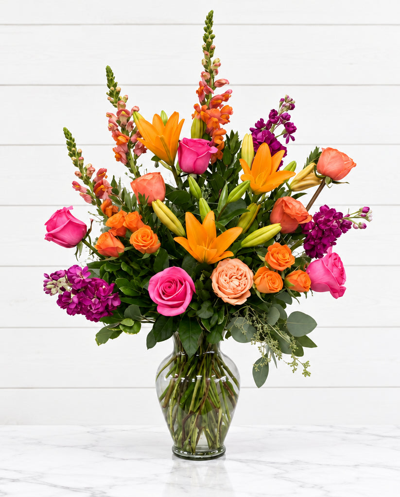 Colorful vase arrangement in vase