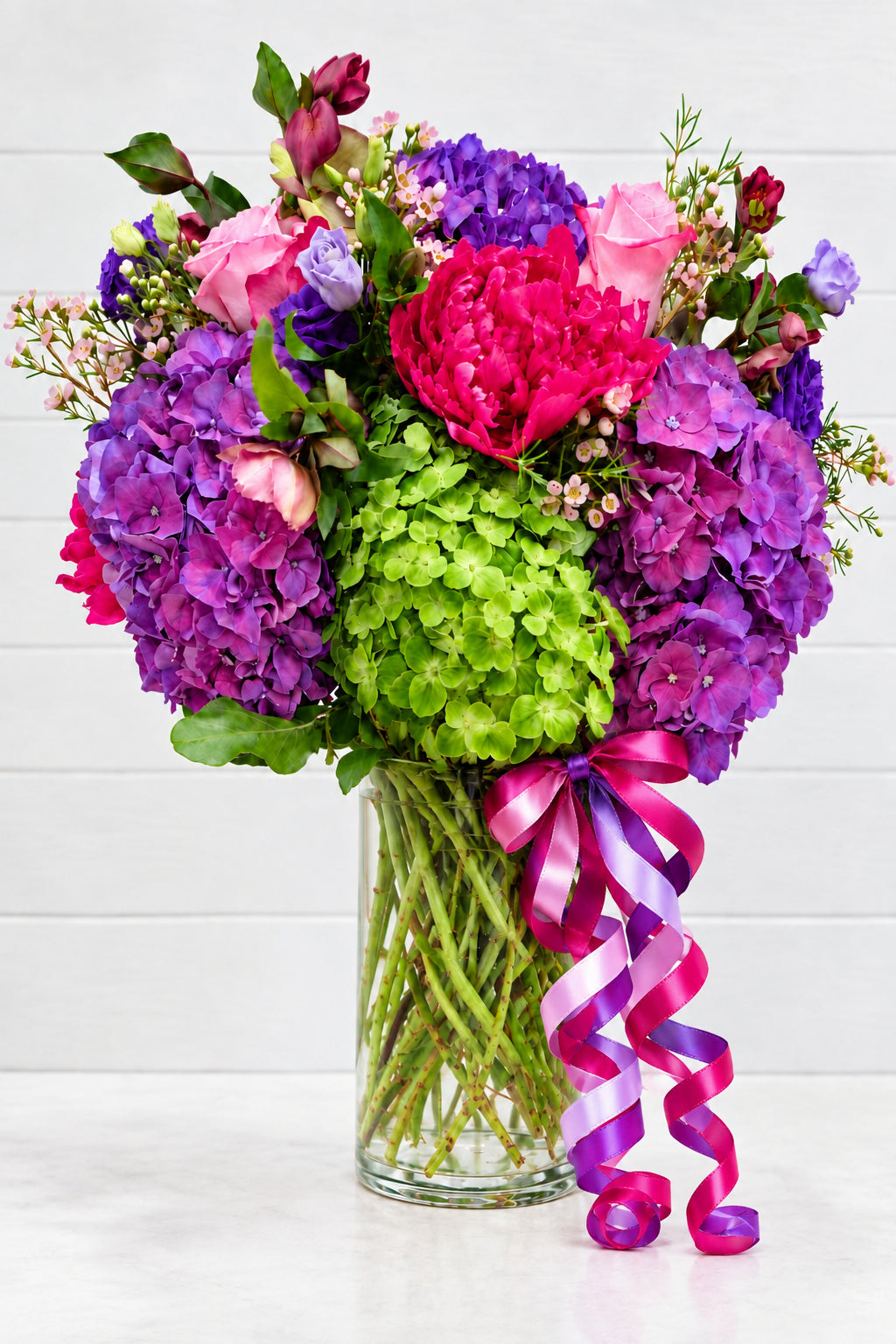 Purple hot pink hydrangea floral