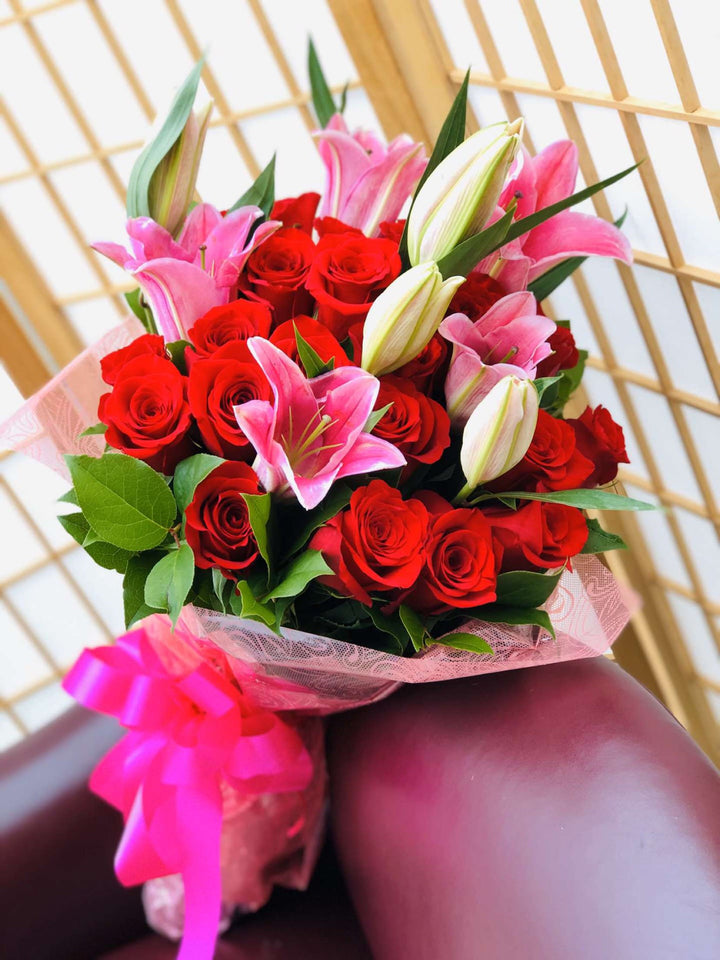 Mom's Rose & Lilies Bouquet - www.bloomfloralshop.com