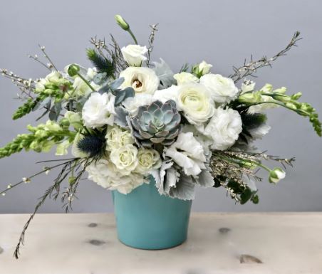 White floral arrangement Chicago IL Florist same day flower delivery Chicago IL